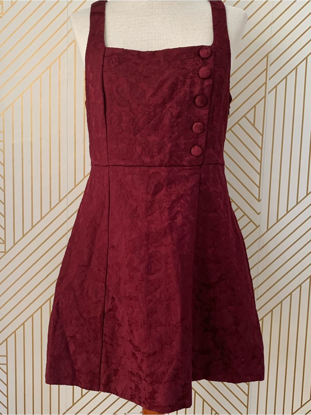 Urban Outfitters Hallie Embroidered Jacquard Floral Square Neck Mini Dress 8